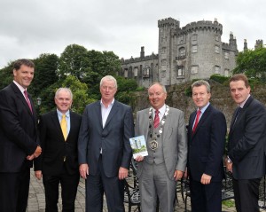 Pictured at the Kilkenny Chamber of Commerce Autumn Business Conference held recently at the Kilkenny Rivercourt Hotel are L-R John Purcell, CEO KCLR96FM/Compere, John O'Dwyer CEO VHI, John Moloney, MD Glanbia Plc, Donie Butler, President Kilkenny Chamber of Commerce, Gary Breen, Head of Operations East Failte Ireland and Sean Murphy, Director of Public Relations Chambers Ireland. (Photo Michael Brophy)