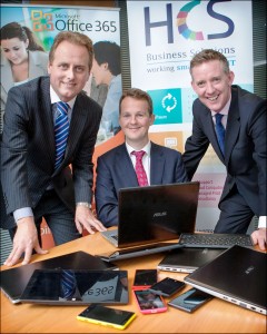 Announcing details of the HCS New World of Work training initiative (l-r) Neil Phelan, HCS, Donagh Walsh, Microsoft and Denis Meade, Microsoft.